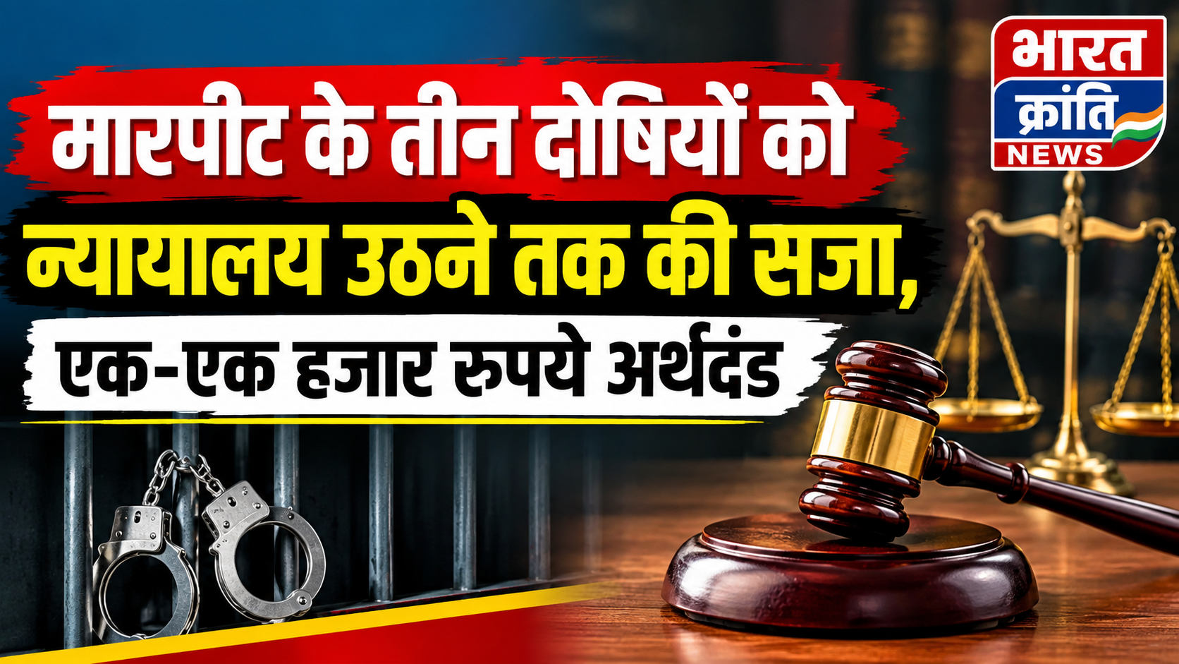 मारपीट के तीन दोषियों को न्यायालय उठने तक की सजा, एक-एक हजार रुपये अर्थदंड