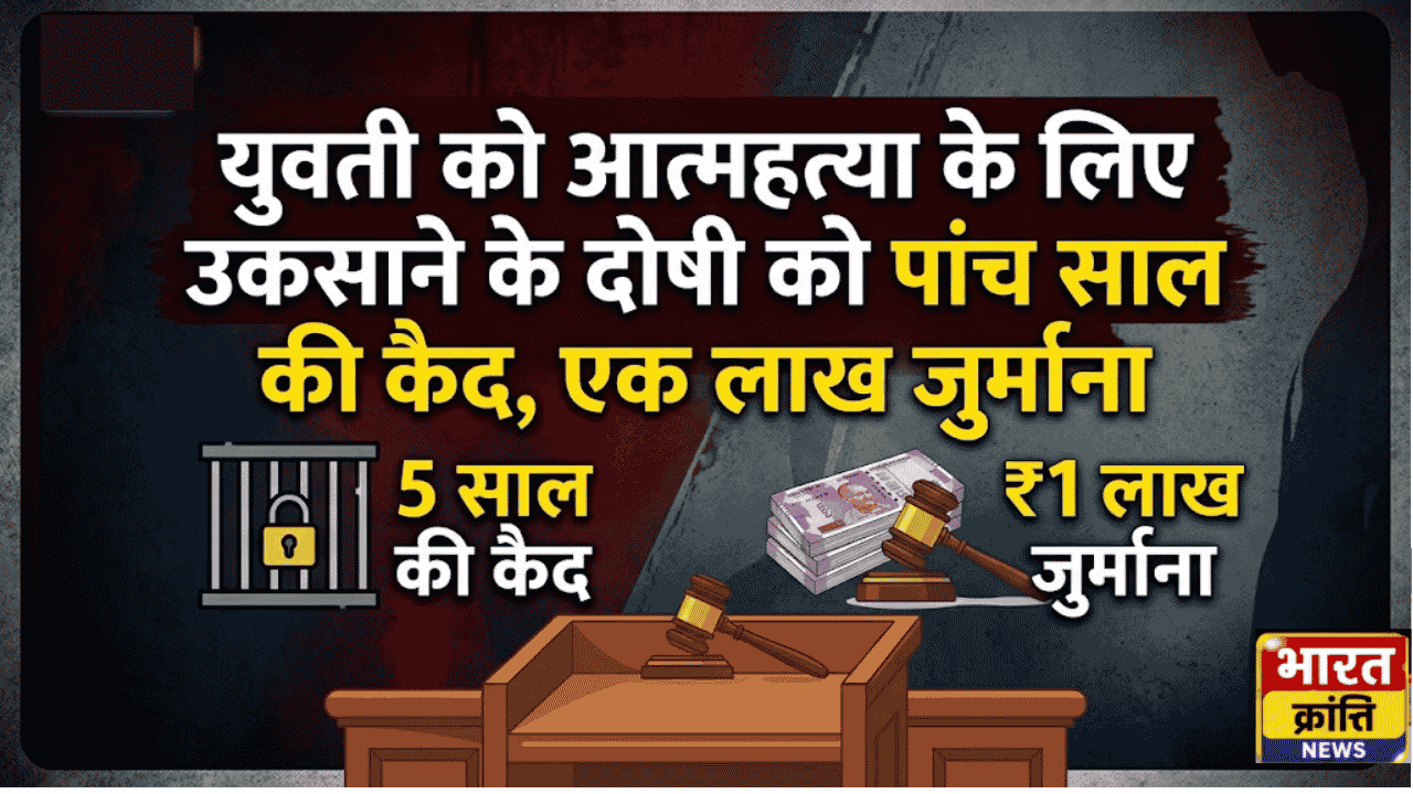 युवती को आत्महत्या के लिए उकसाने के दोषी को पांच साल की कैद, एक लाख जुर्माना